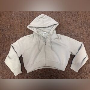 Athleta Light Gray Cropped Hoodie
